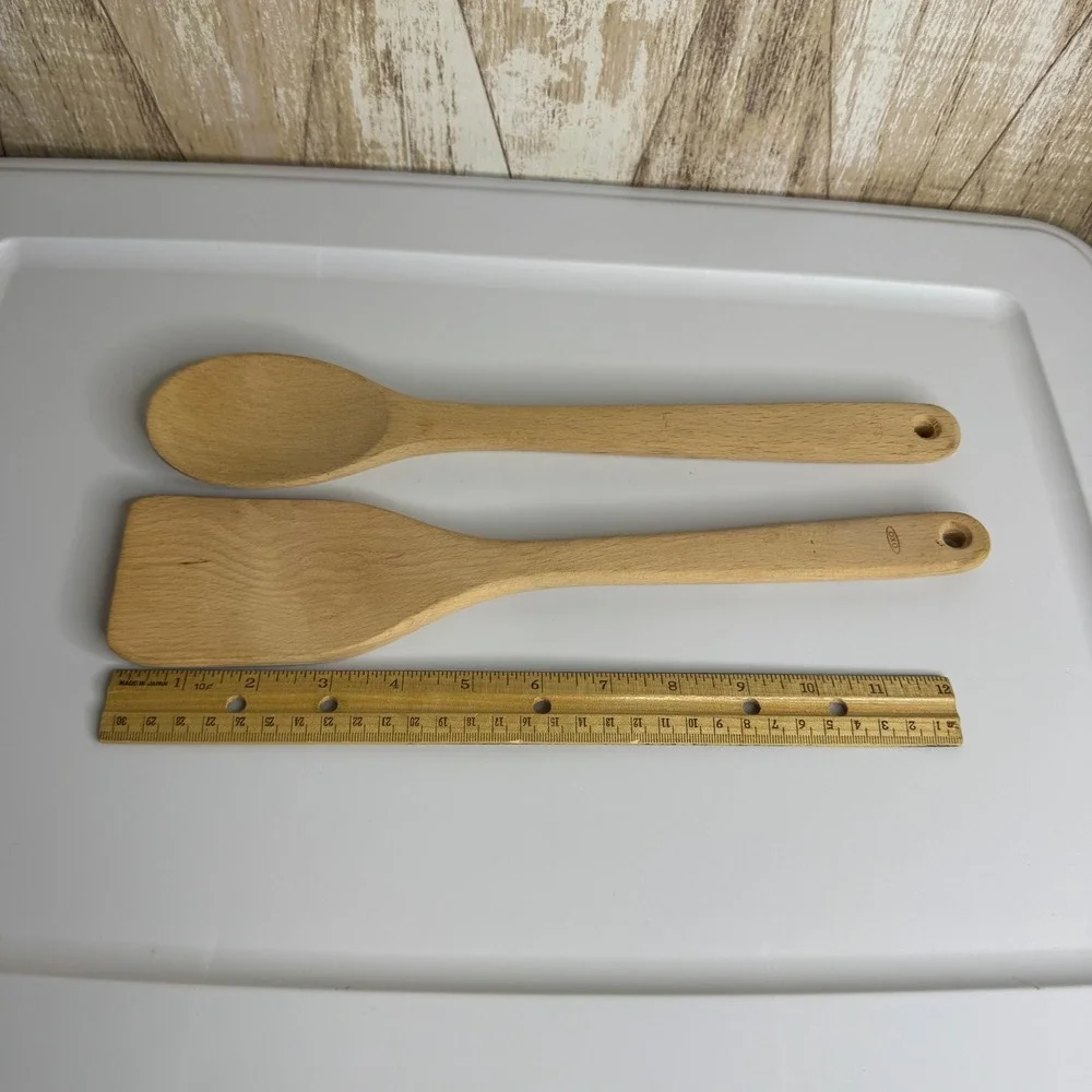 OXO Good Grips Wooden Spoon and Turner Spatula Set Beech Wood Kitchen Utensils